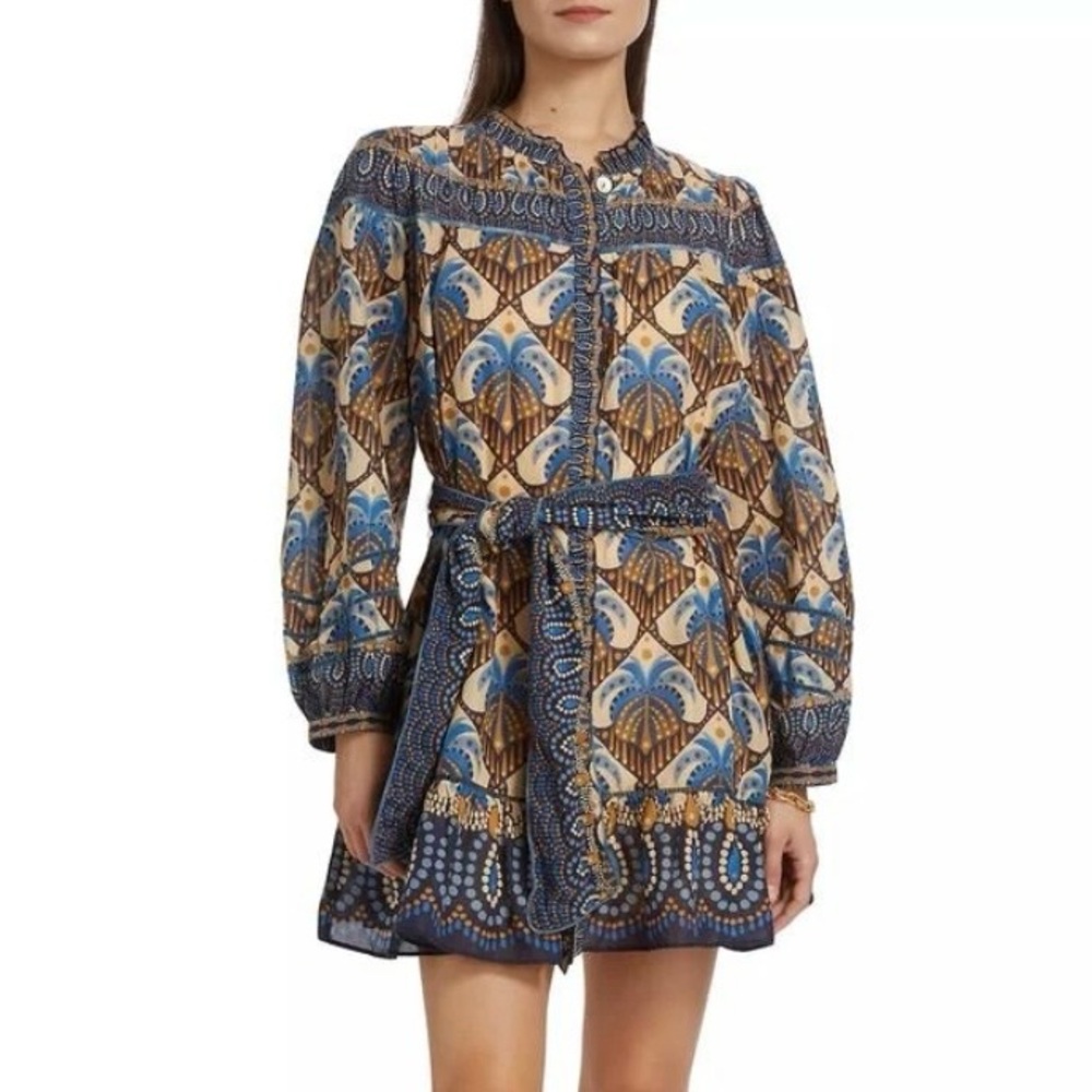 Farm Rio Women’s Cocopalm Geometric Belted Minidress
